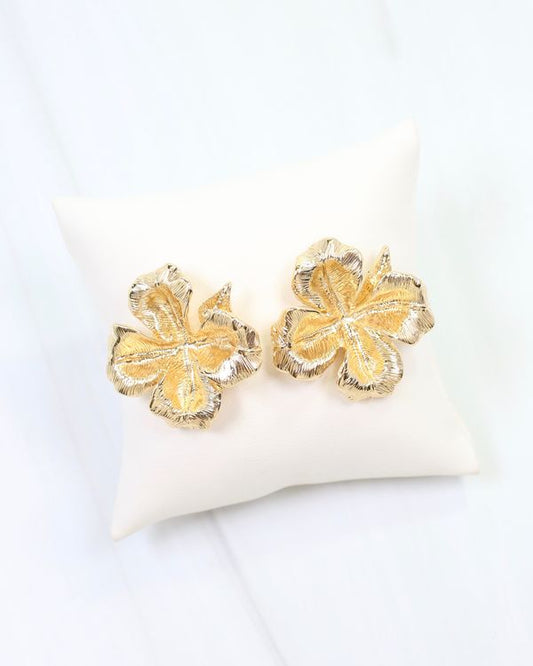 Althea Textured Flower Earring Gold