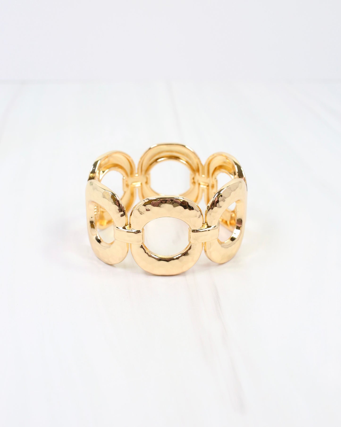 Cortland Hammered Circle Link Bracelet Gold