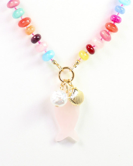 Gill Beaded Fish Necklace Multi