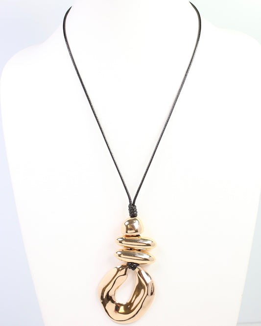 Hopkinsville Long Cord Necklace with Large Pendant Gold