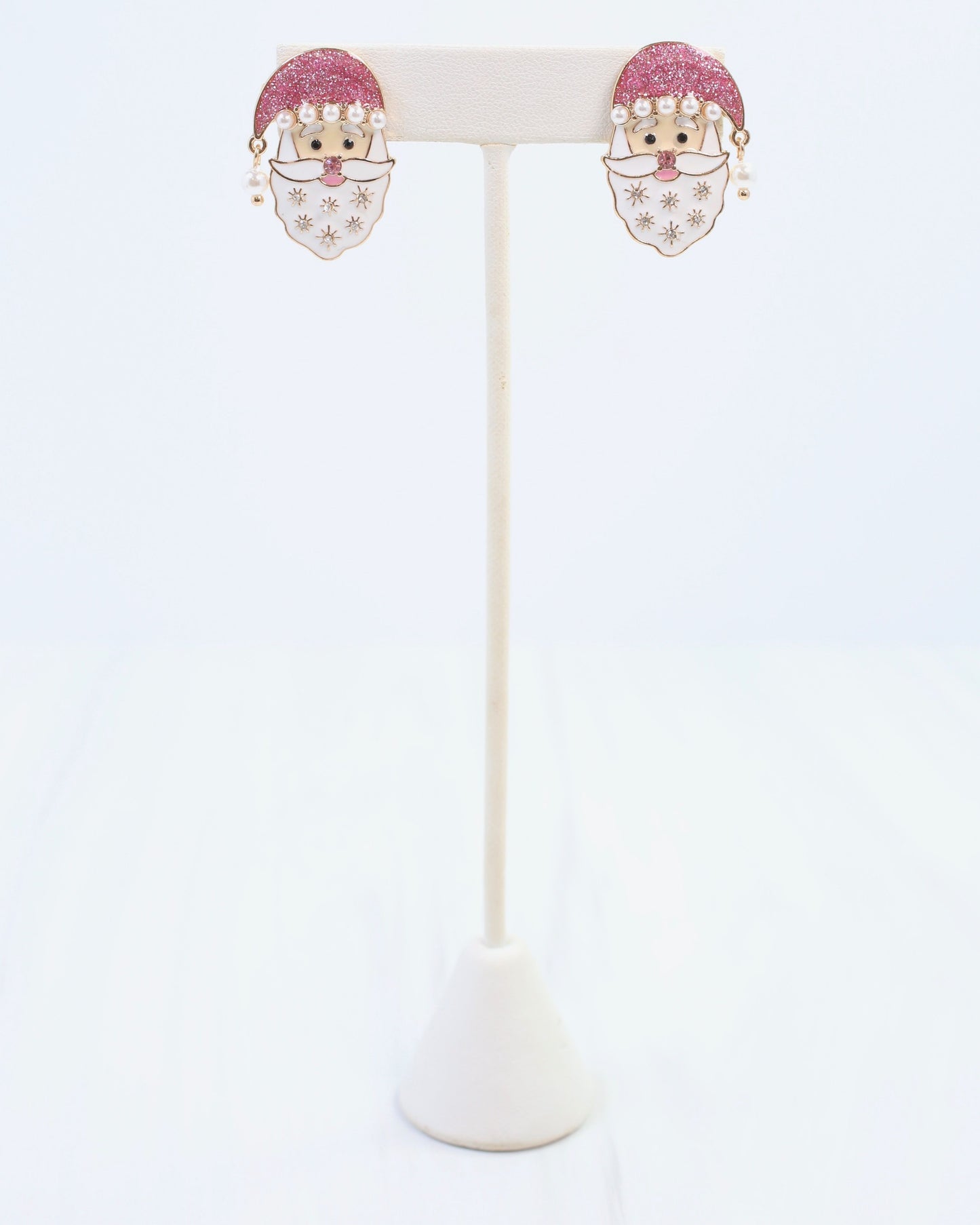 Santa Enamel and Pearl Earring Pink