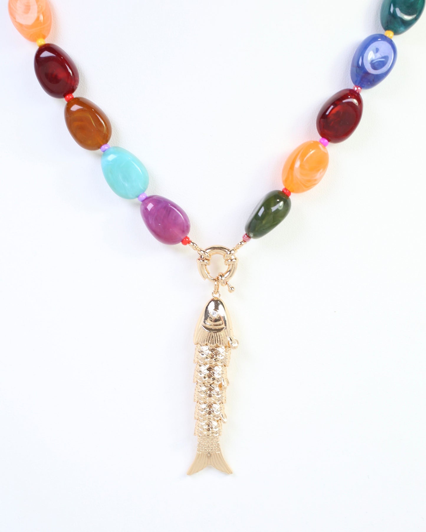 Frida Fish Beaded Necklace Multi