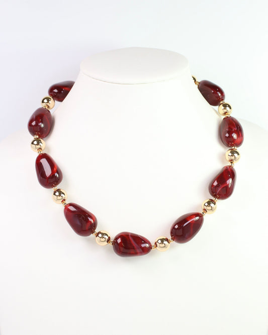 Giana Swirl Beaded Necklace Garnet