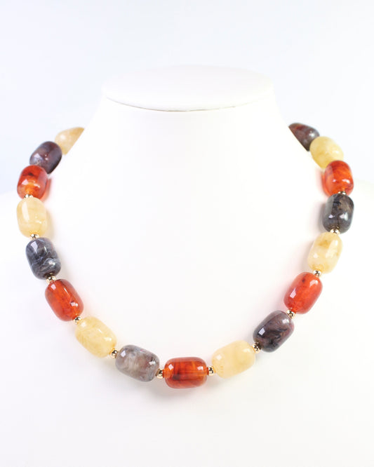 Penelope Beaded Necklace Brown Multi