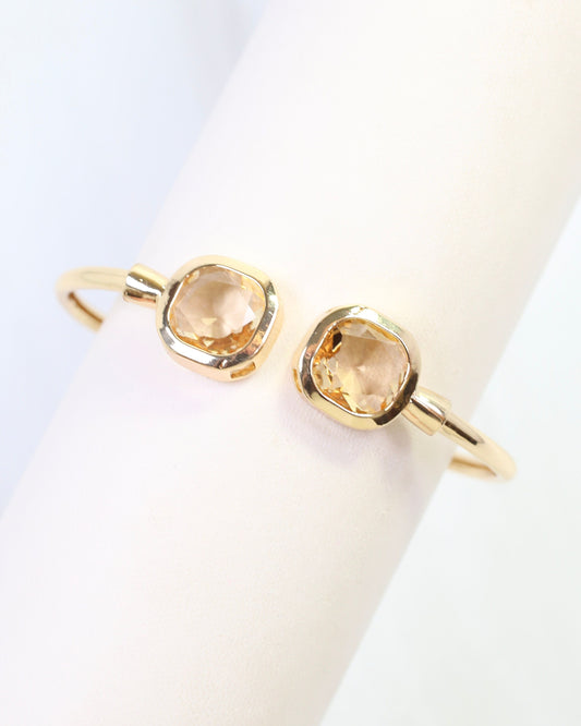 Kira Square Crystal Cuff Bracelet Champagne
