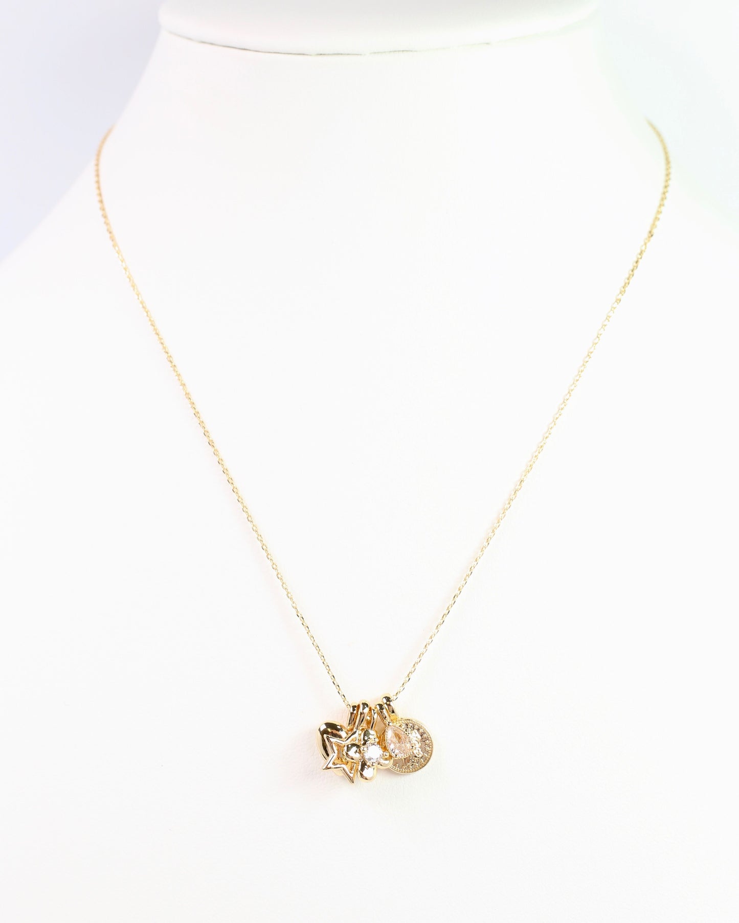 Heart of Gold Charm Necklace Set Gold