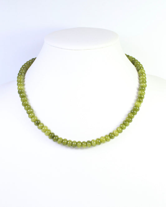 Gisela Stone Beaded Oval Clasp Necklace Olive