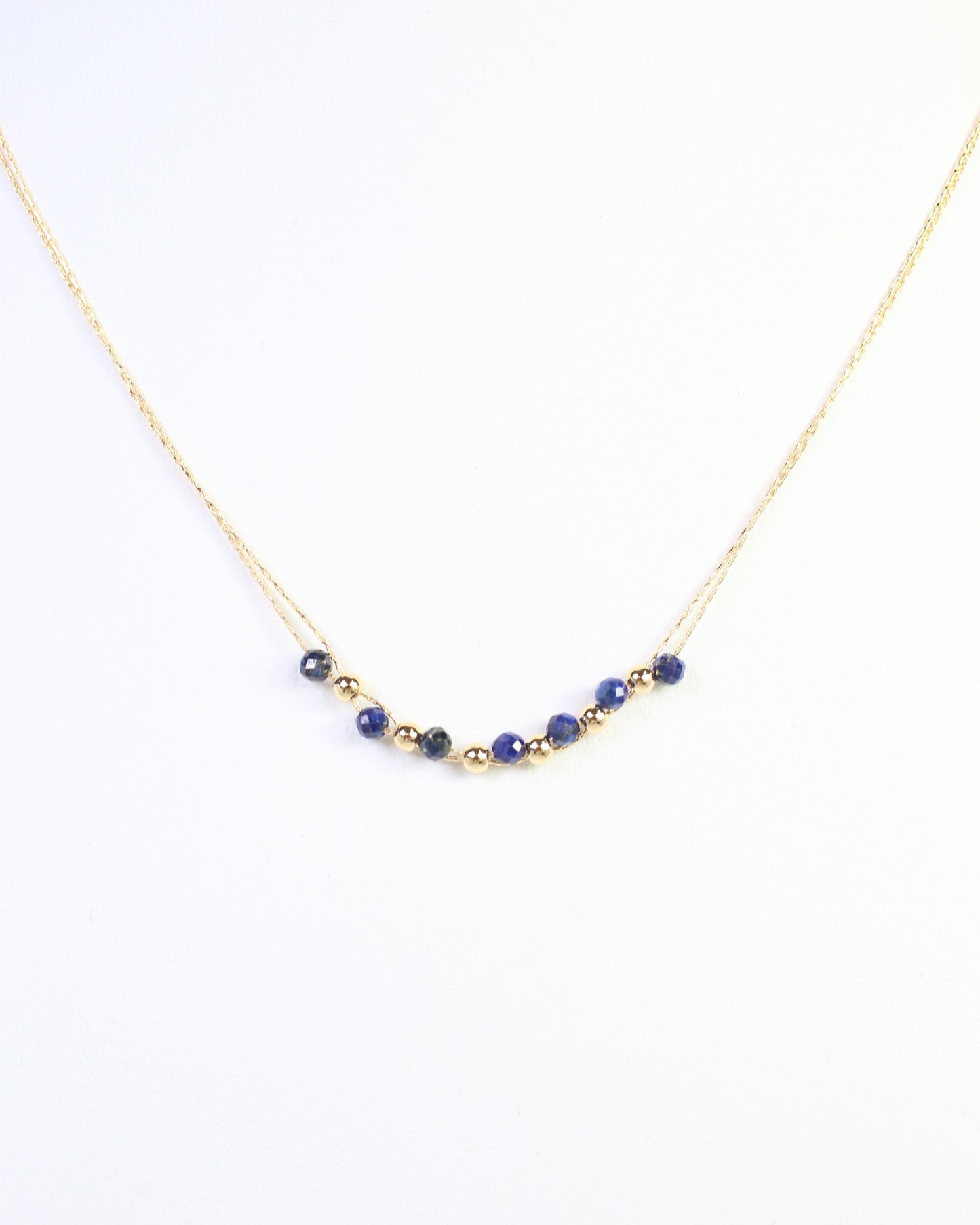 Paislee Double Strand Beaded Necklace Navy