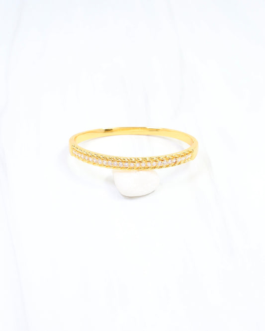 Nicole CZ Rope Bangle Bracelet WR Gold