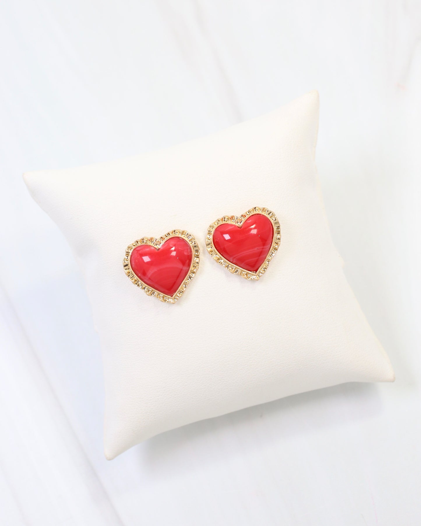 Maryville Heart Stud Earring Red