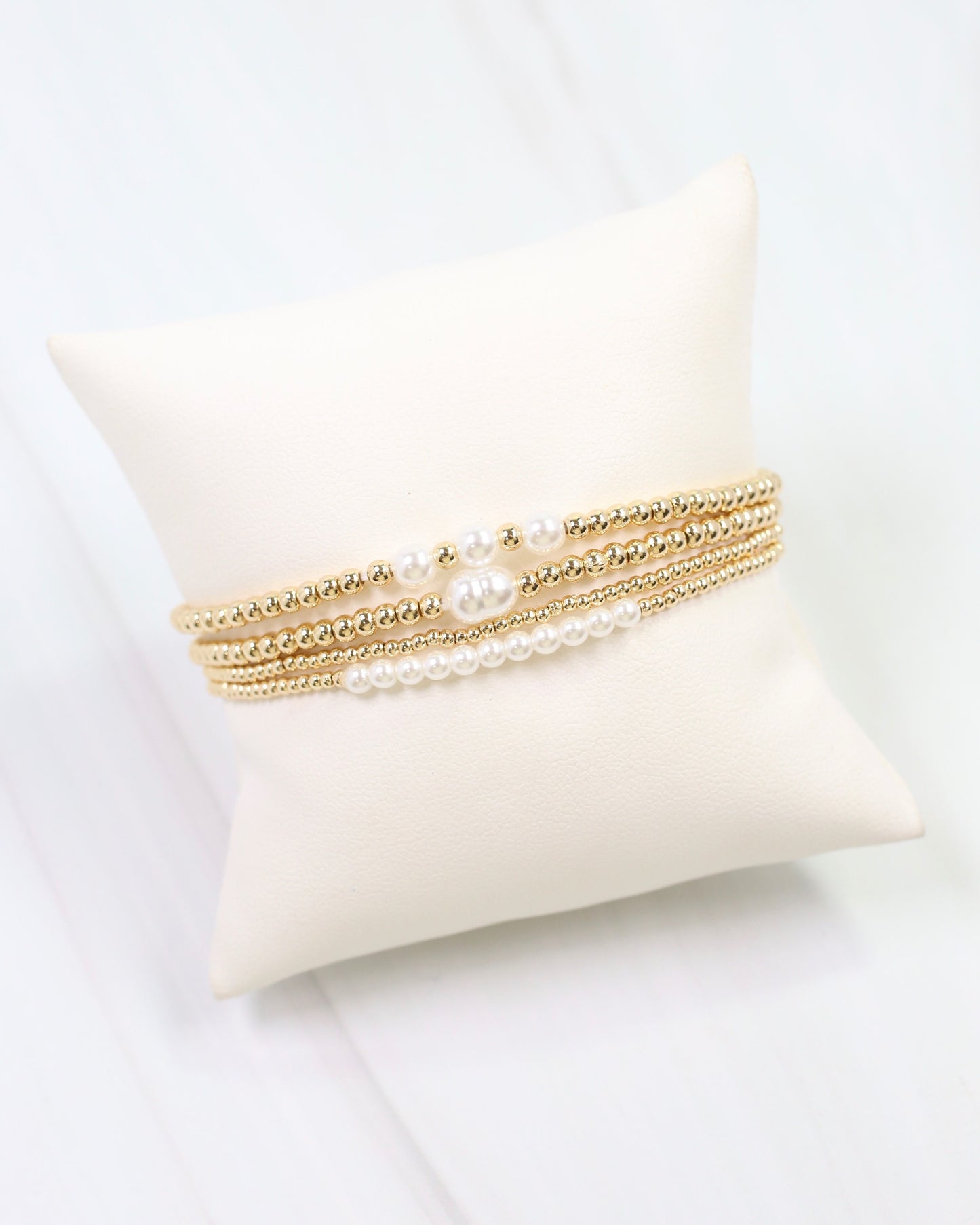 Bethany Pearl Beaded Bracelet Set Gold