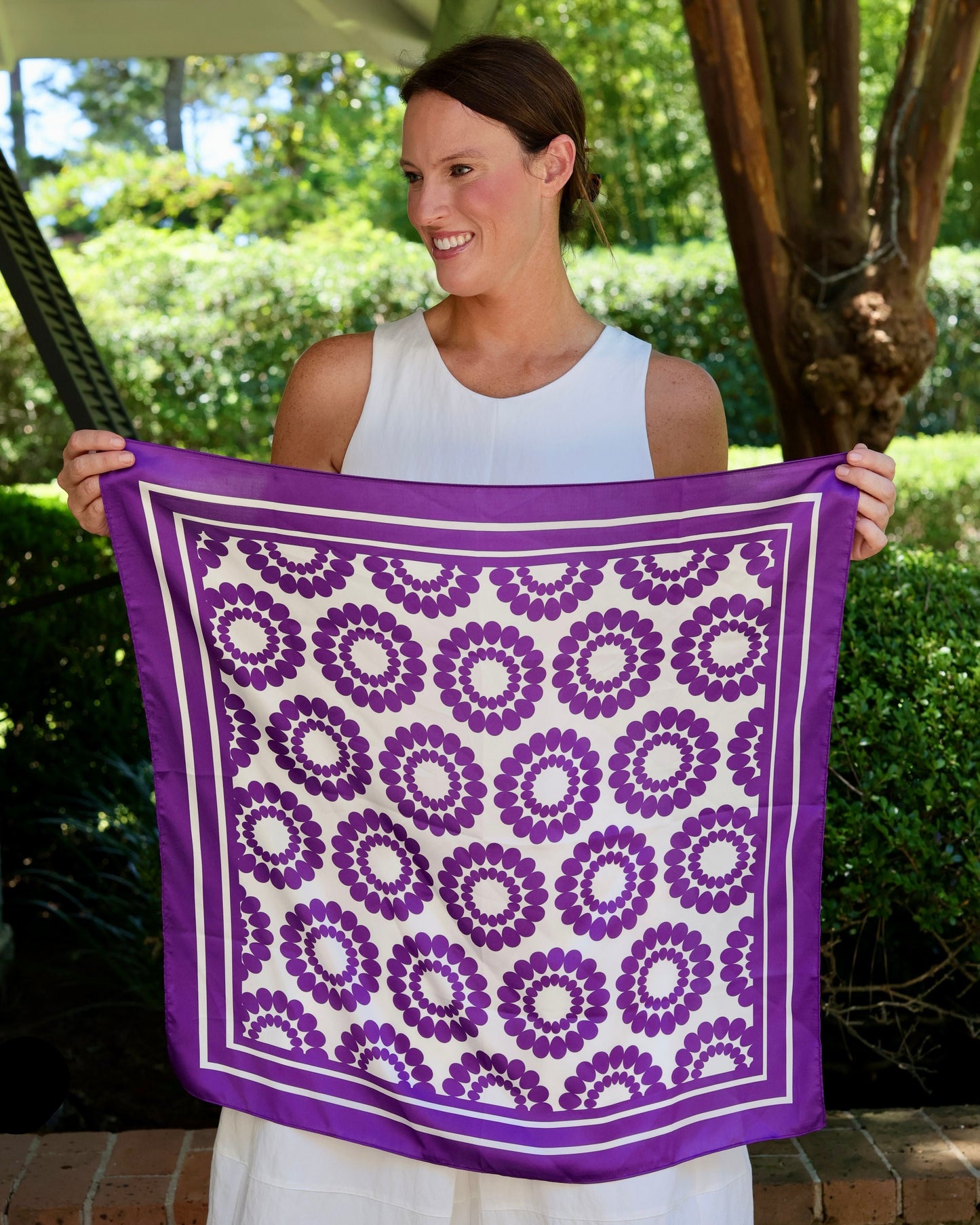 Lucy Floral Scarf Medium Purple White