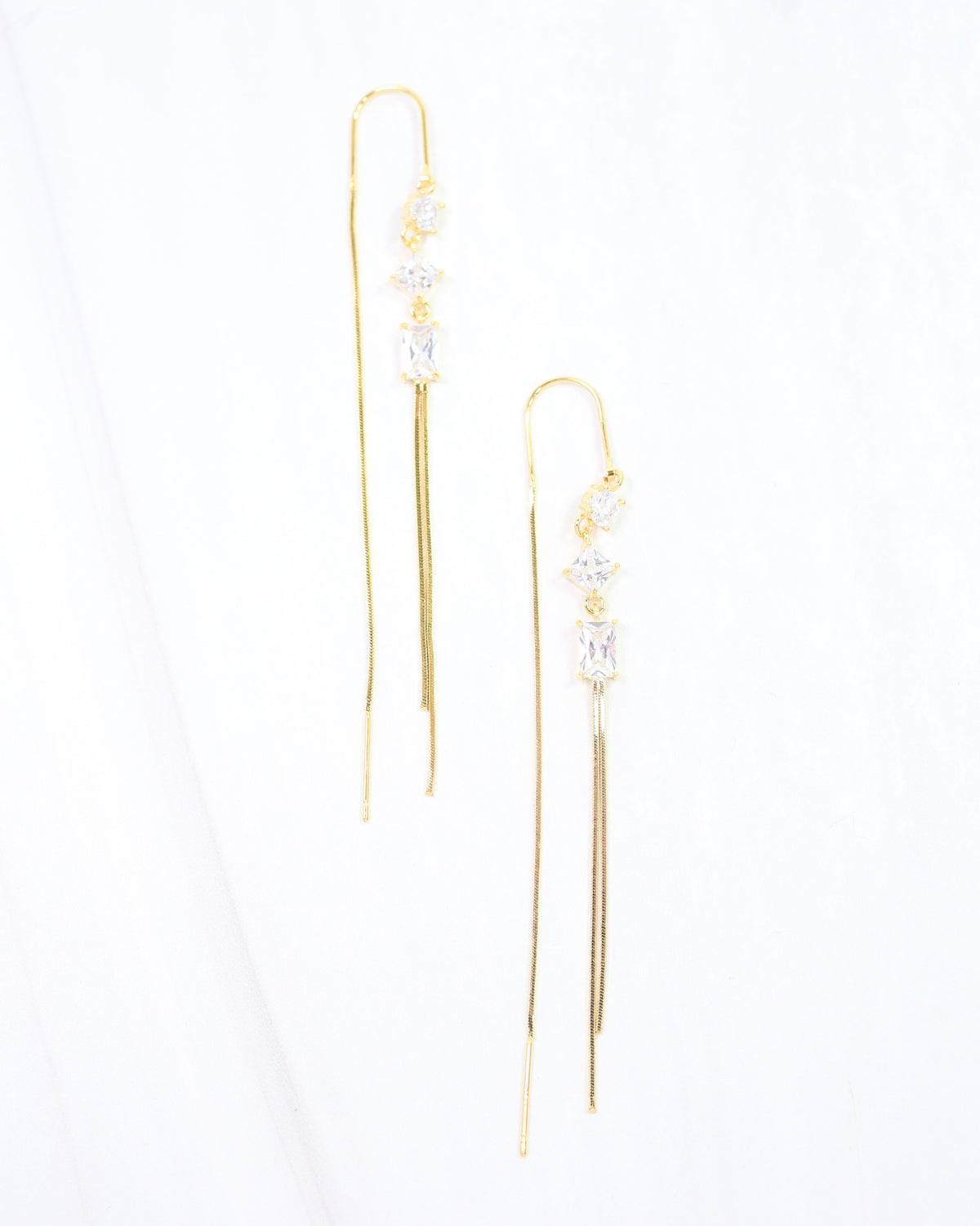 Vera CZ Threader Earring WR Gold