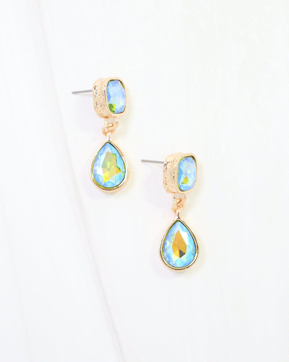 Roxanne Rhinestone Drop Earring Aqua AB