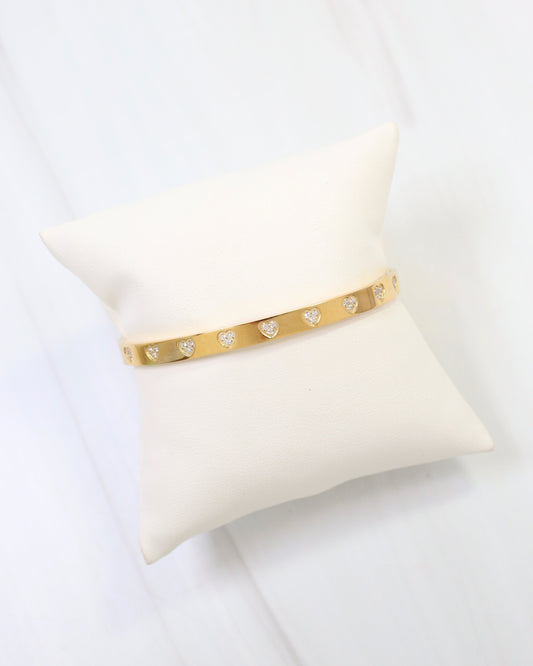 Province CZ Heart Bangle Bracelet Gold