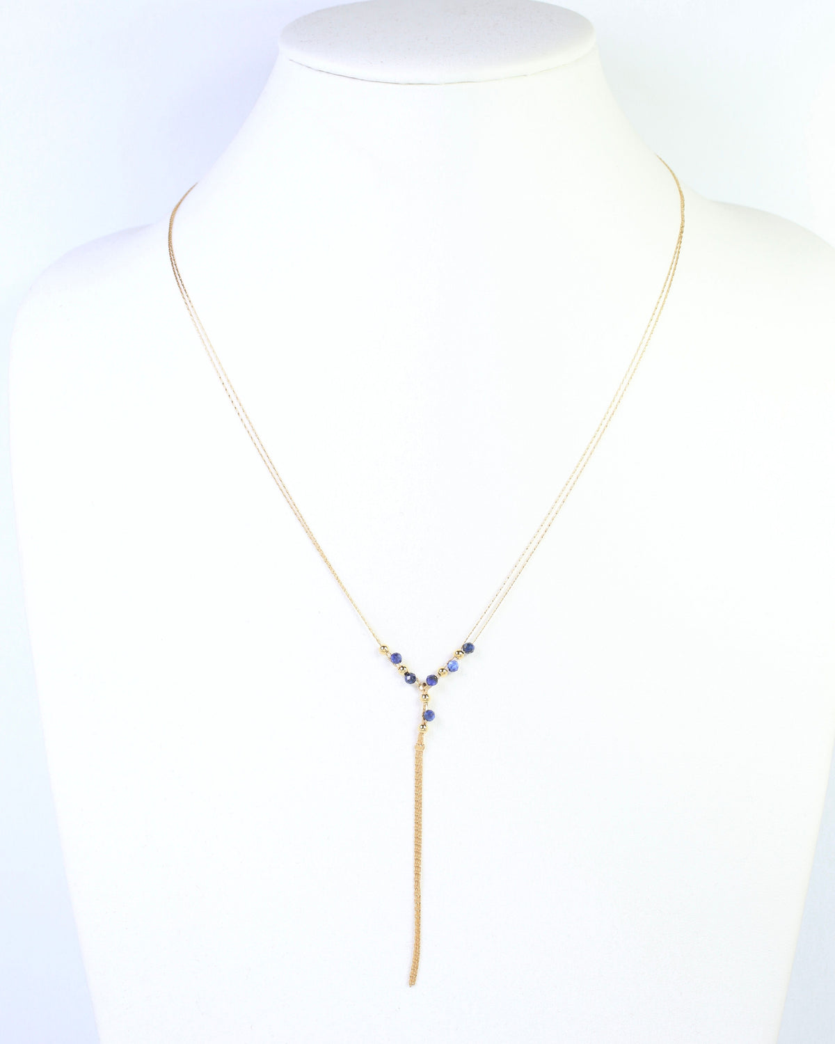 Merida Beaded Tassel Necklace Navy