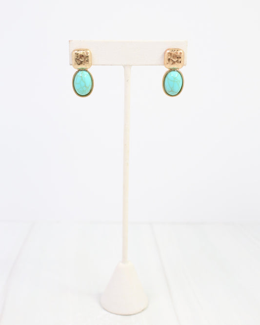Mindy Textured Gold Drop Earring Turquoise