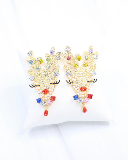 Vixen Jeweled Reindeer Earring Multi