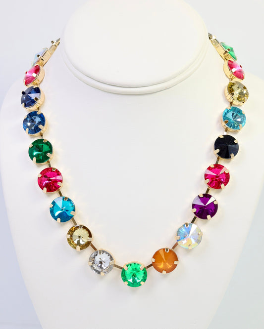 Shalimar Medium Rhinestone Necklace Dark Multi