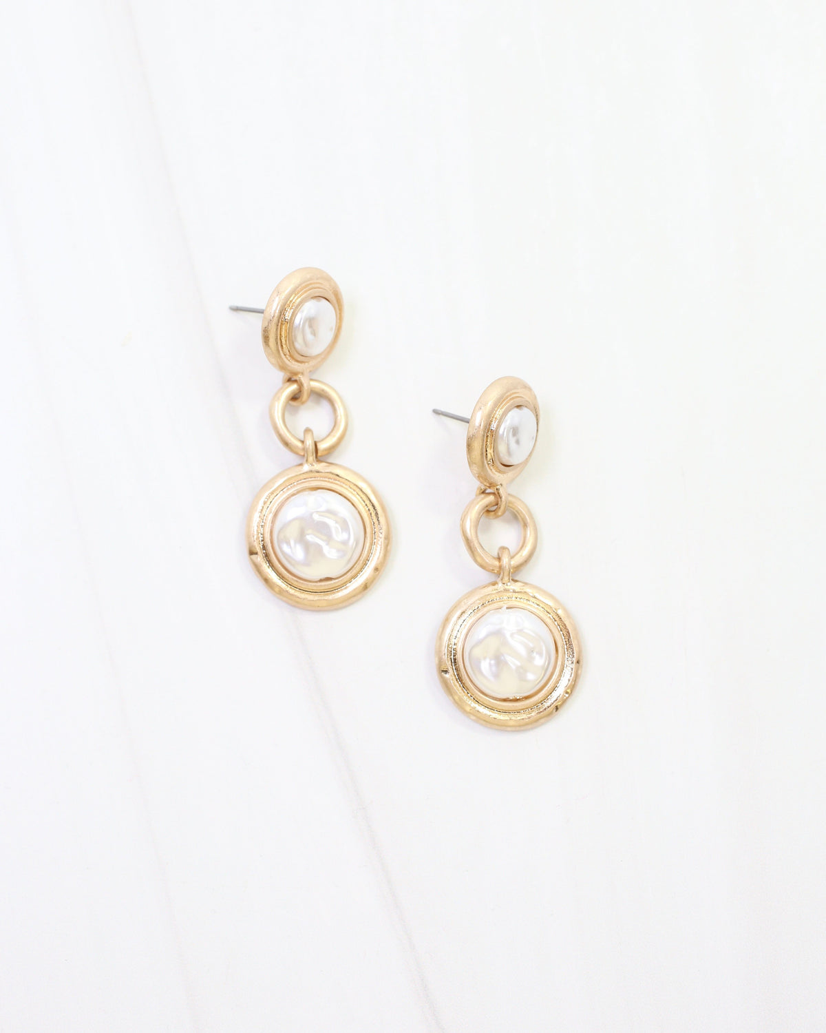 Baycrest Pearl Drop Earring Worn Gold