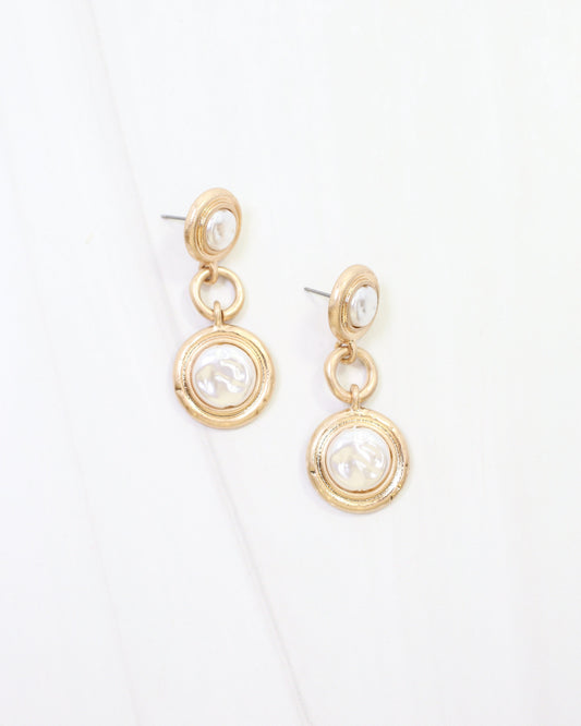 Baycrest Pearl Drop Earring Worn Gold
