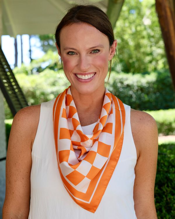 Calloway Checked Scarf Medium Orange White