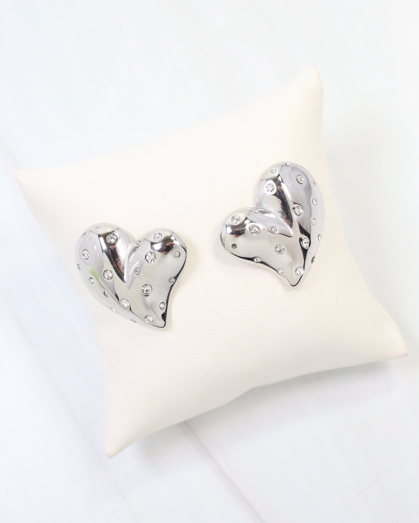 Sweetie CZ Embellished Heart Earring Silver
