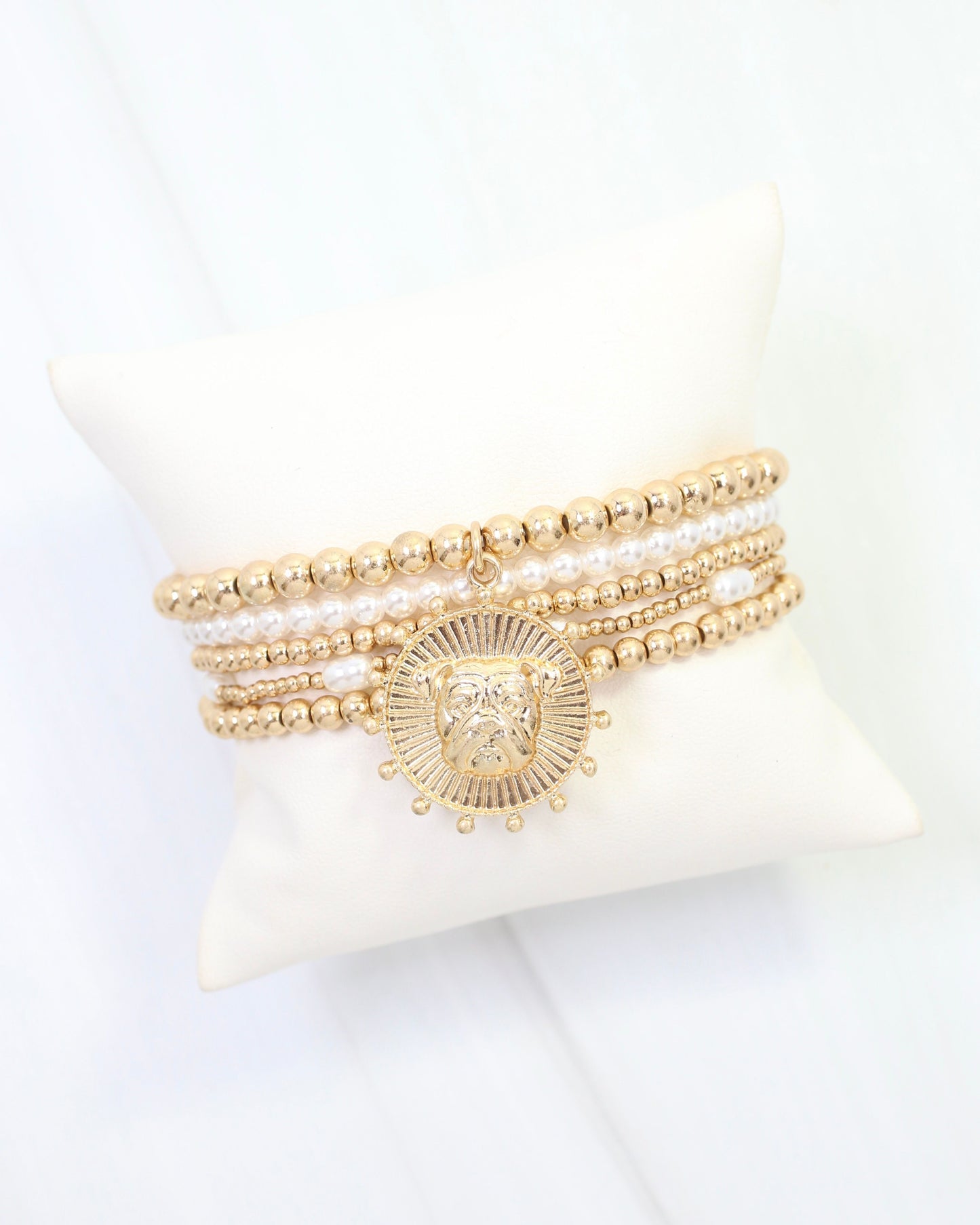 Carmen Coin Beaded Bracelet Set Dog Worn Gold