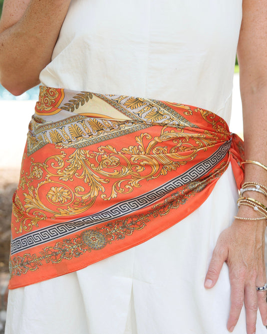 Mylah Medallion Print Scarf Orange
