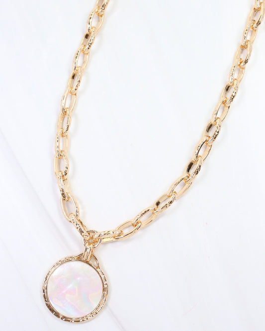 Milan Mother of Pearl Link Necklace Gold