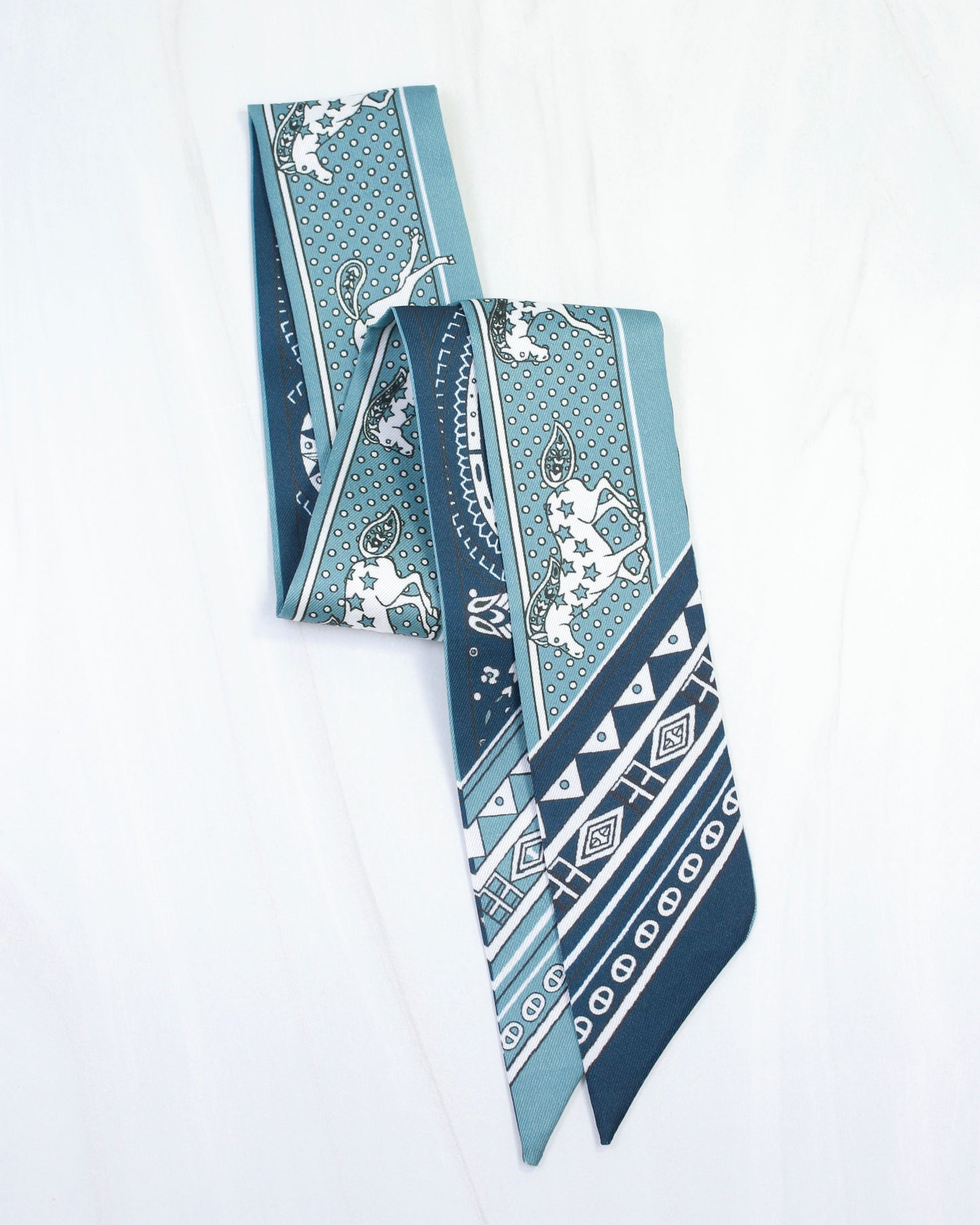 Paisley Western Print Scarf Navy