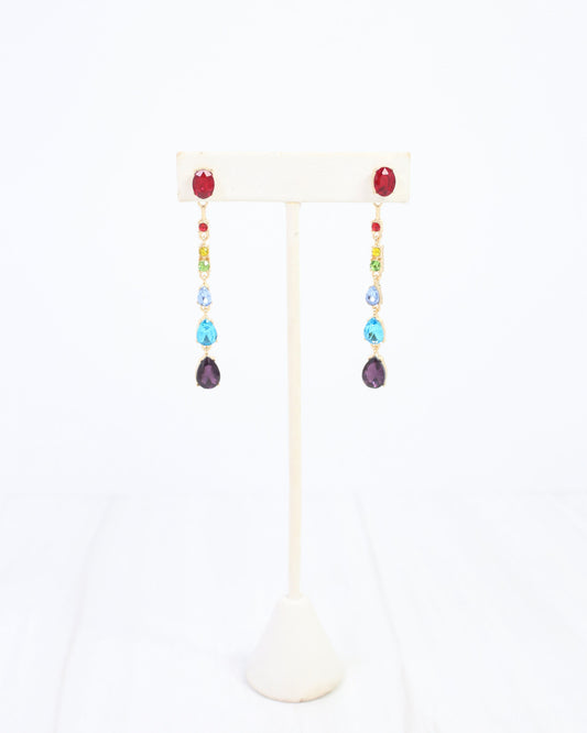 Charley Linear Crystal Dangle Earring Dark Multi
