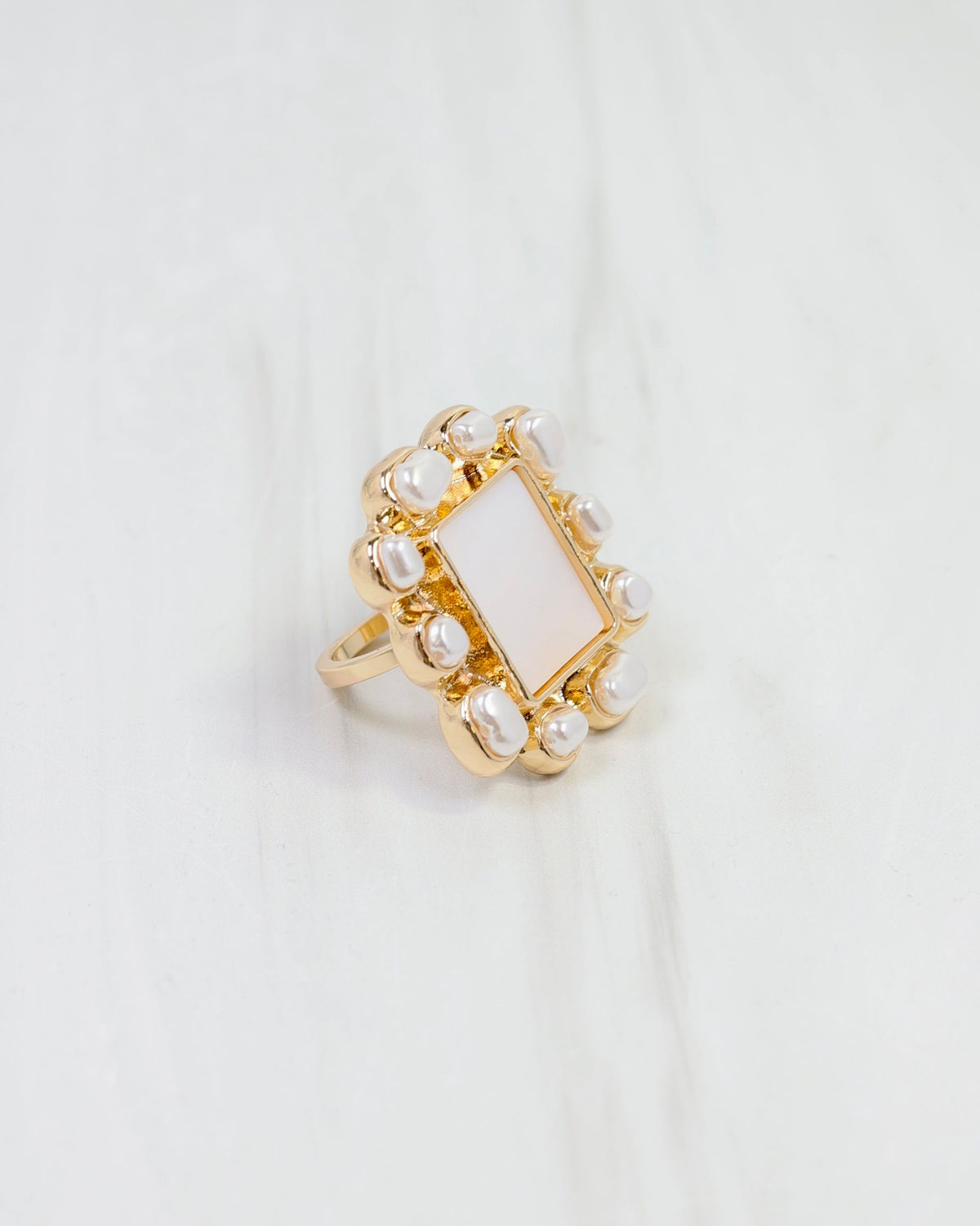 Preston Pearl Scarf Ring Gold