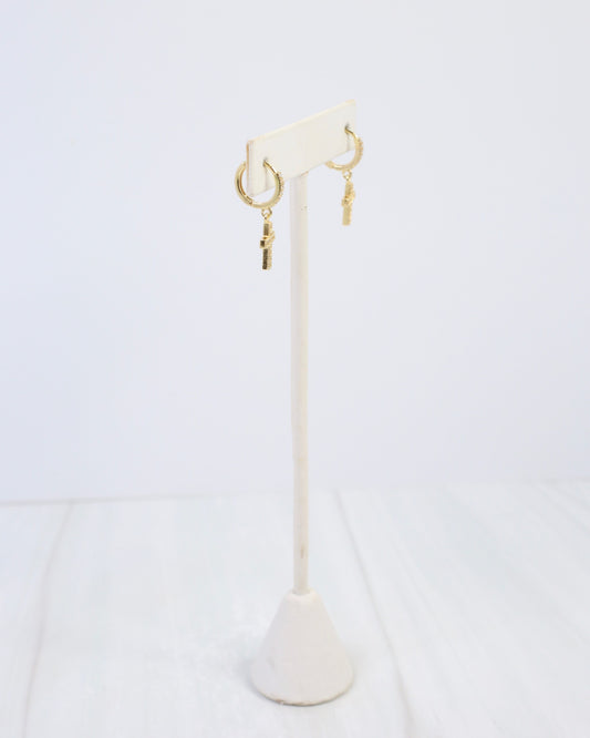 Darwin CZ Cross Earring Gold