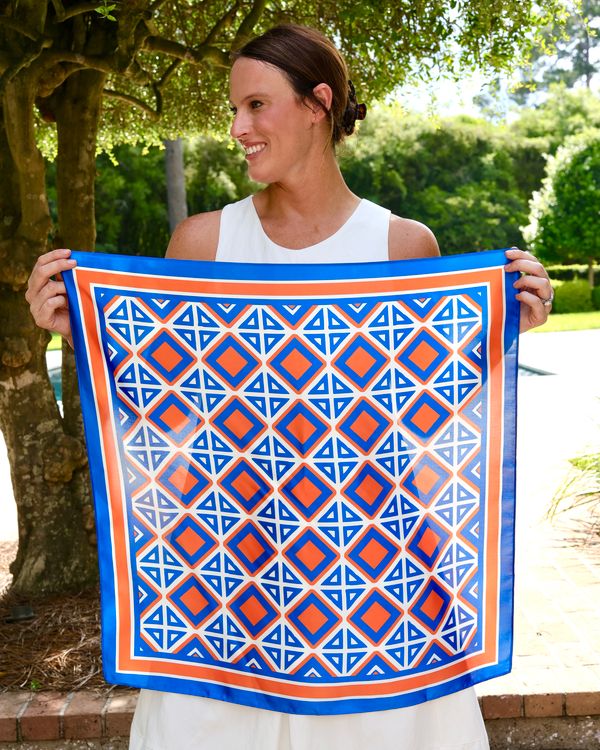 Barrett Tile Scarf Medium Blue Orange