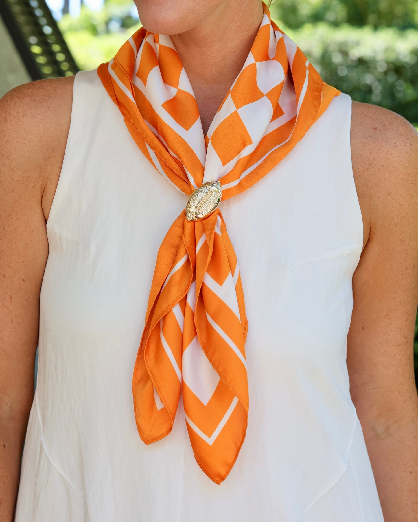 Calloway Checked Scarf Medium Orange White
