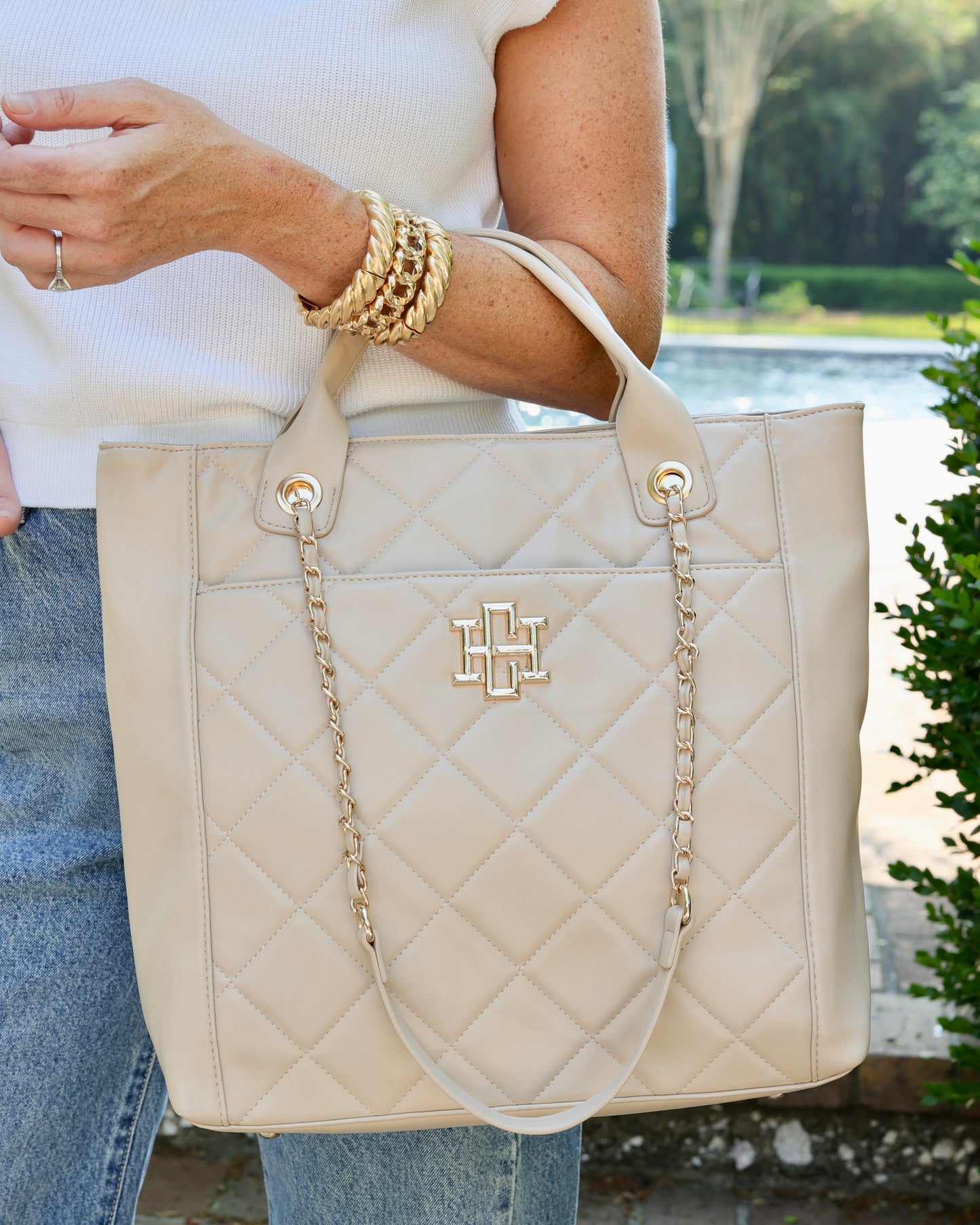 Kinzley Tote Nude Quilted LD