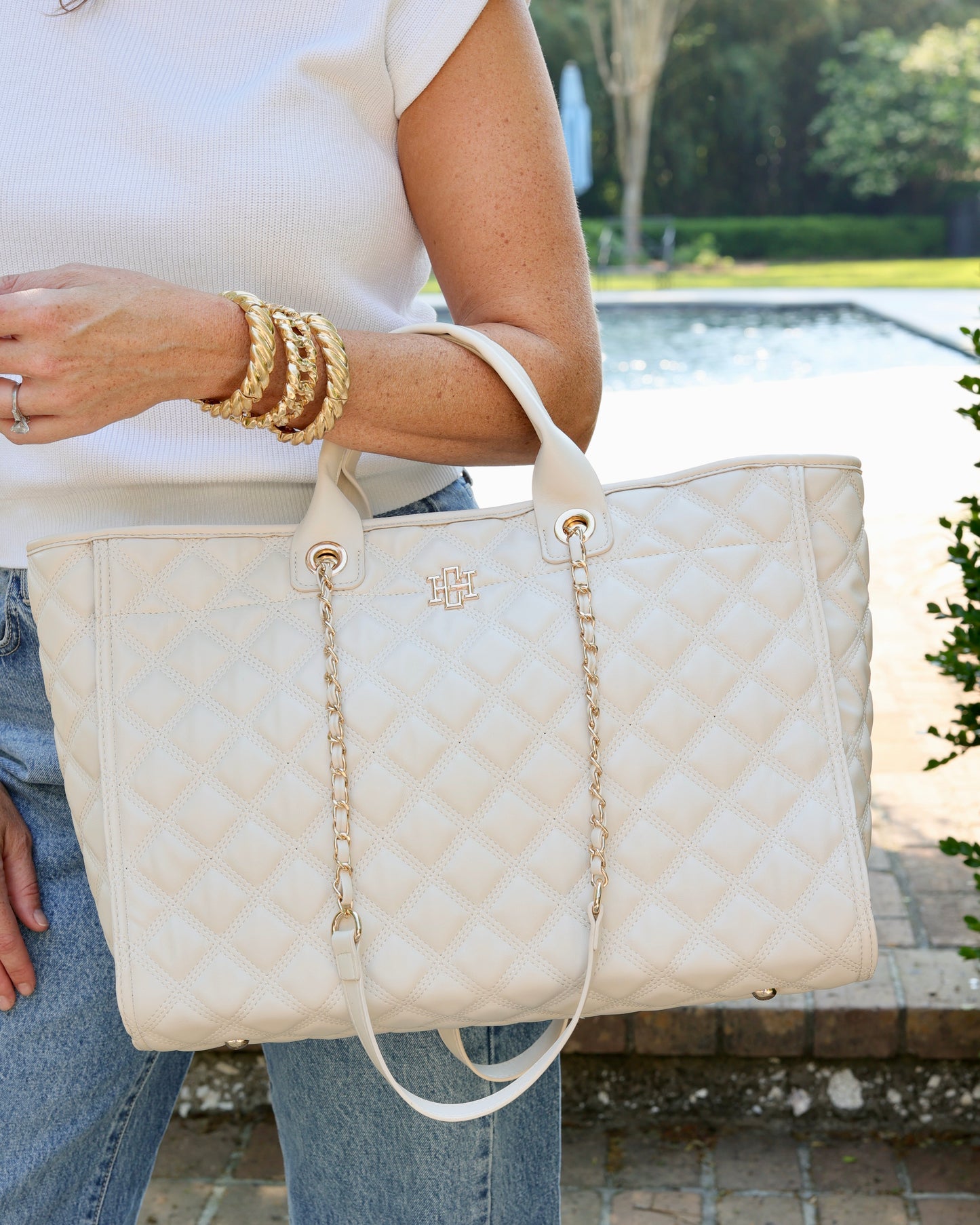 Melissa Tote Bag Cream Quilted DQ