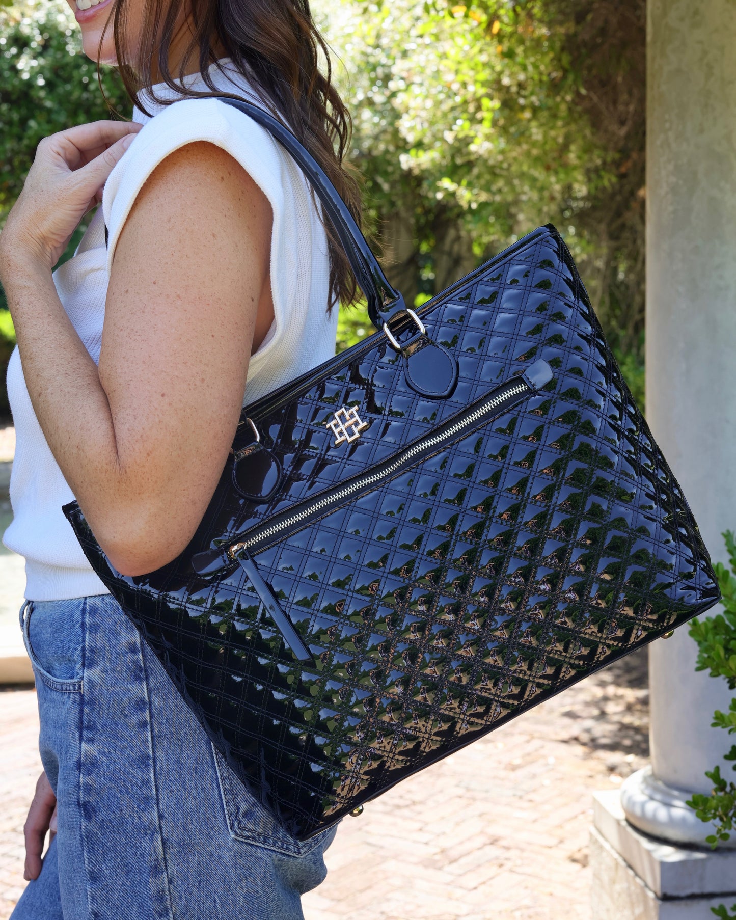 Jayden Tote Black Patent SQ
