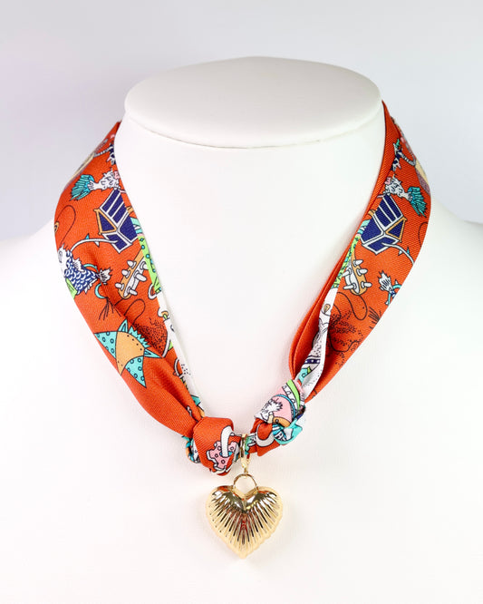Lillie Scarf Charm Necklace ORANGE
