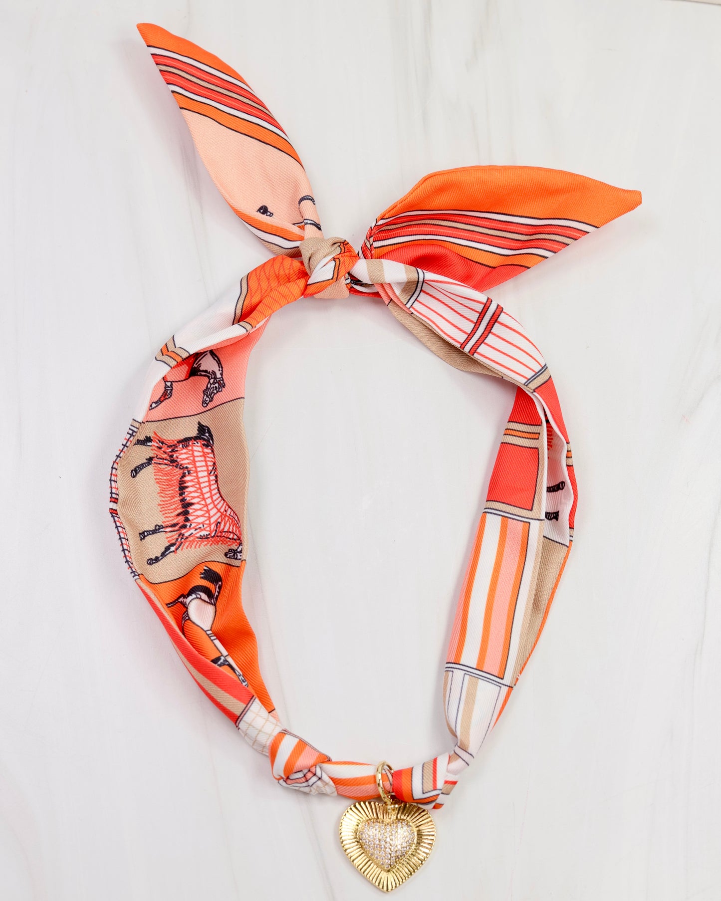 Lillie Scarf Charm Necklace ORANGE TAN