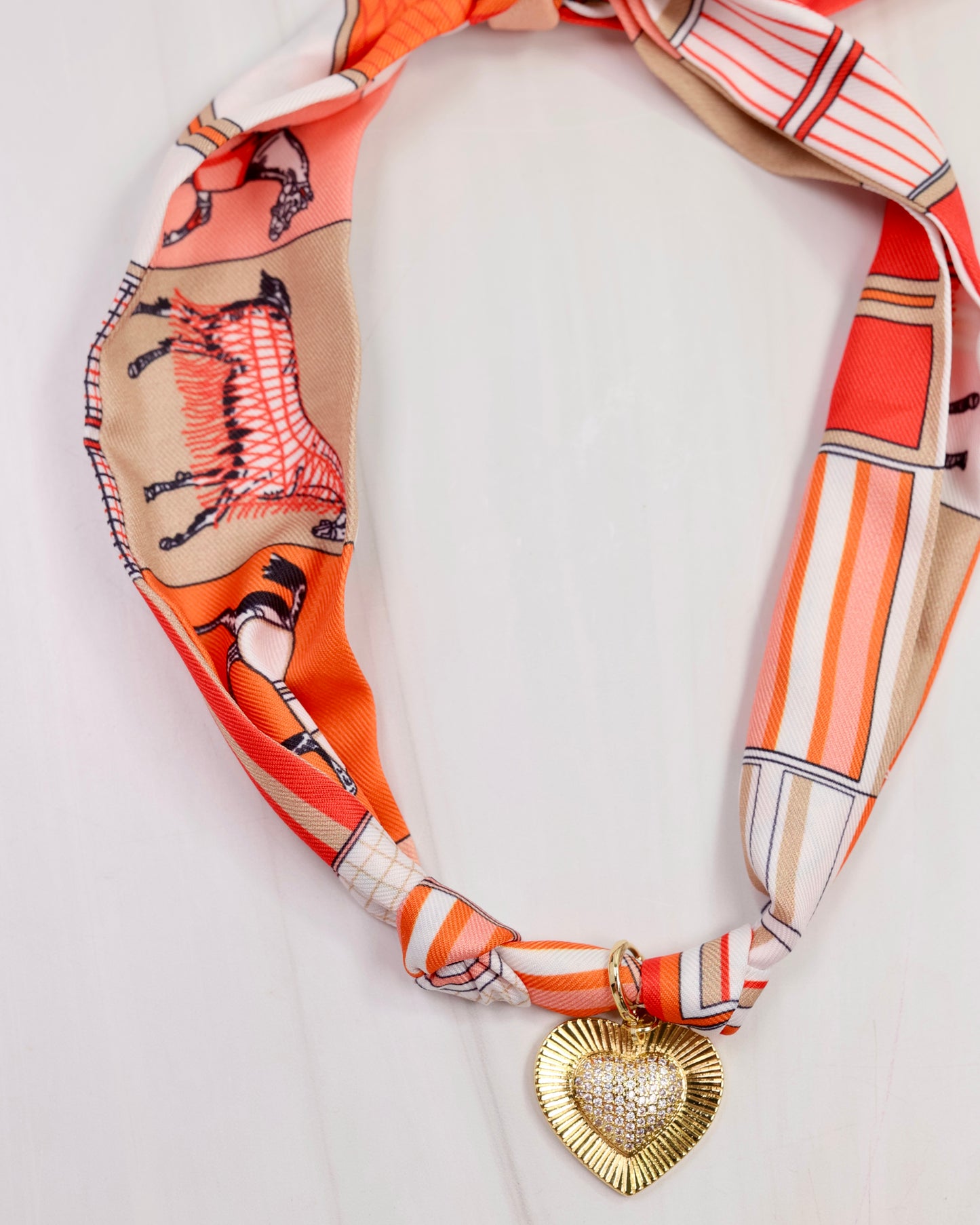 Lillie Scarf Charm Necklace ORANGE TAN