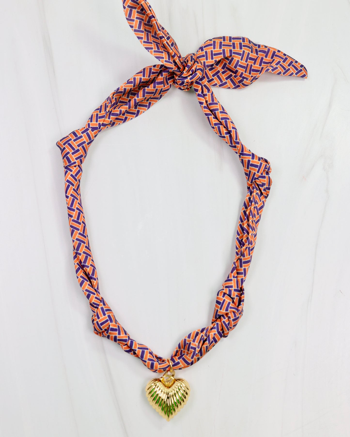 Serafina Scarf Charm Necklace Navy Orange