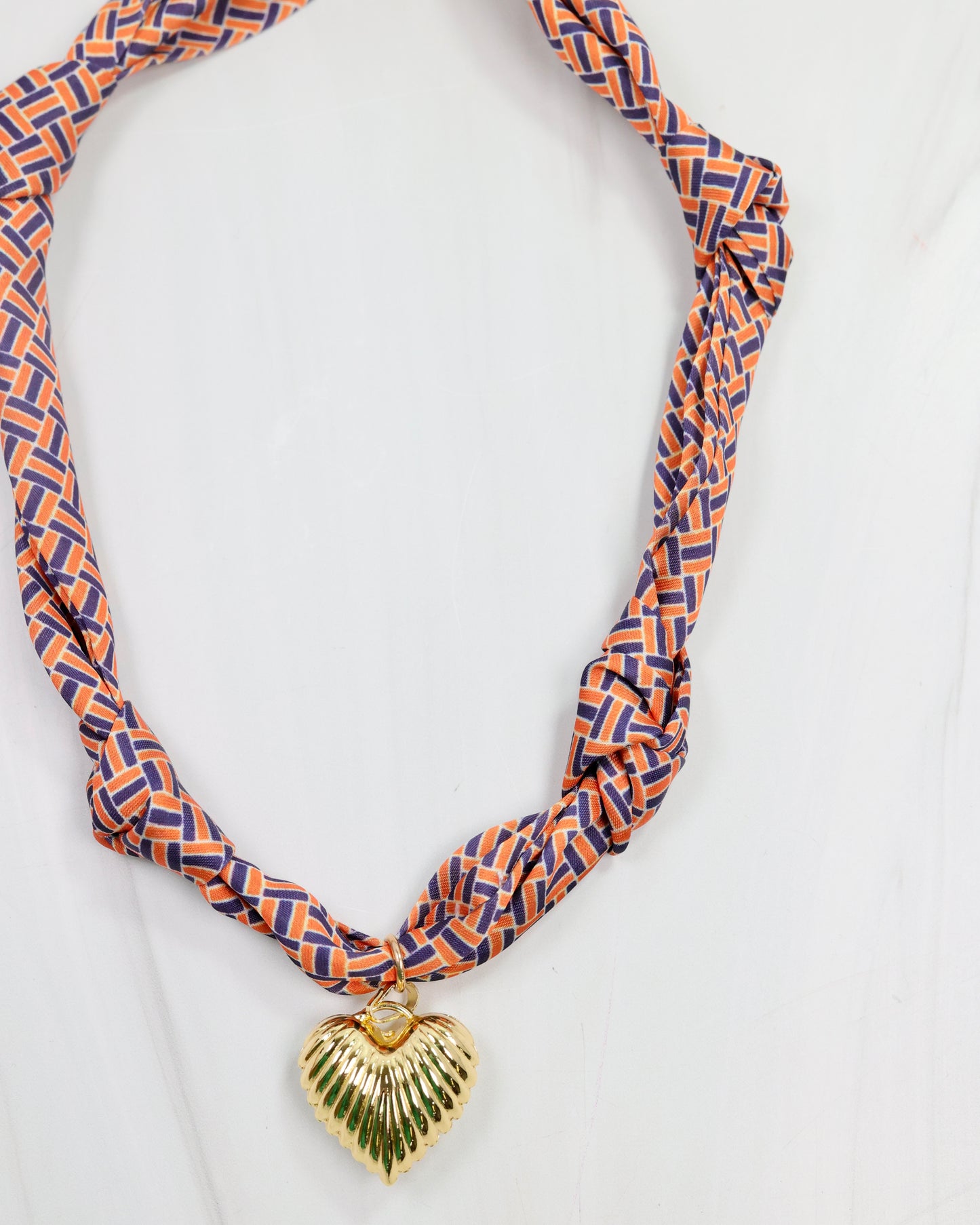 Serafina Scarf Charm Necklace Navy Orange