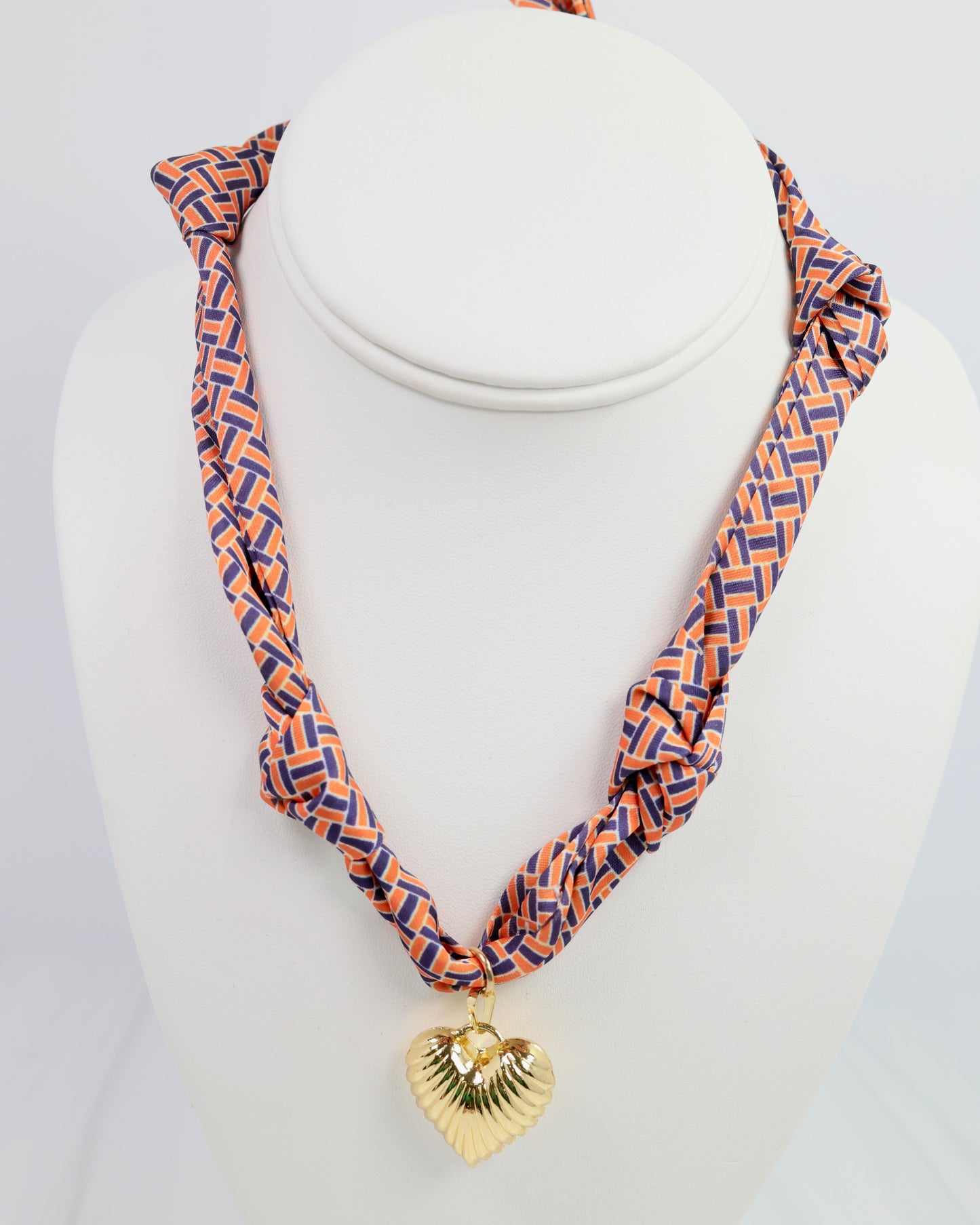 Serafina Scarf Charm Necklace Navy Orange
