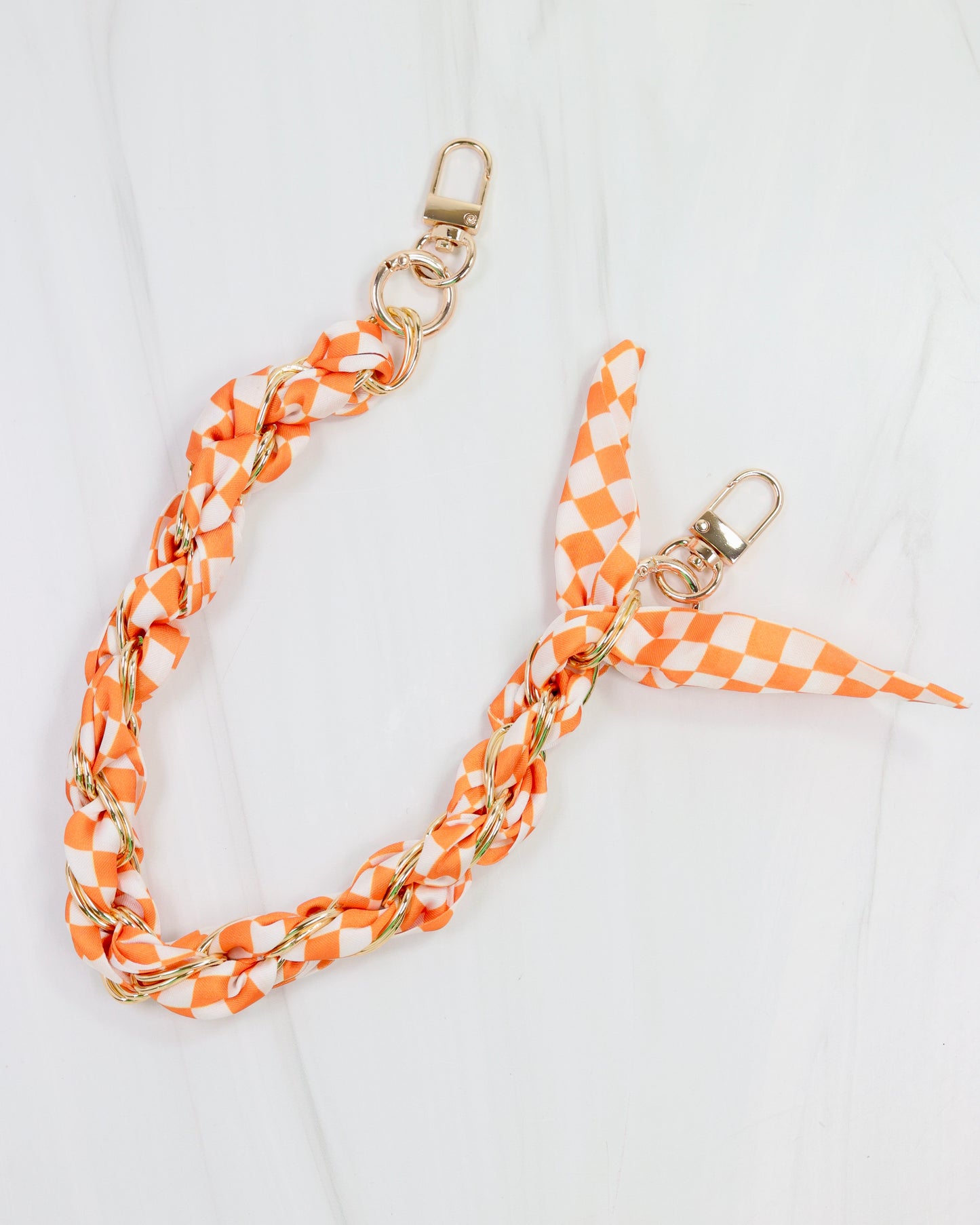 Serafina Scarf Purse Chain Orange Check