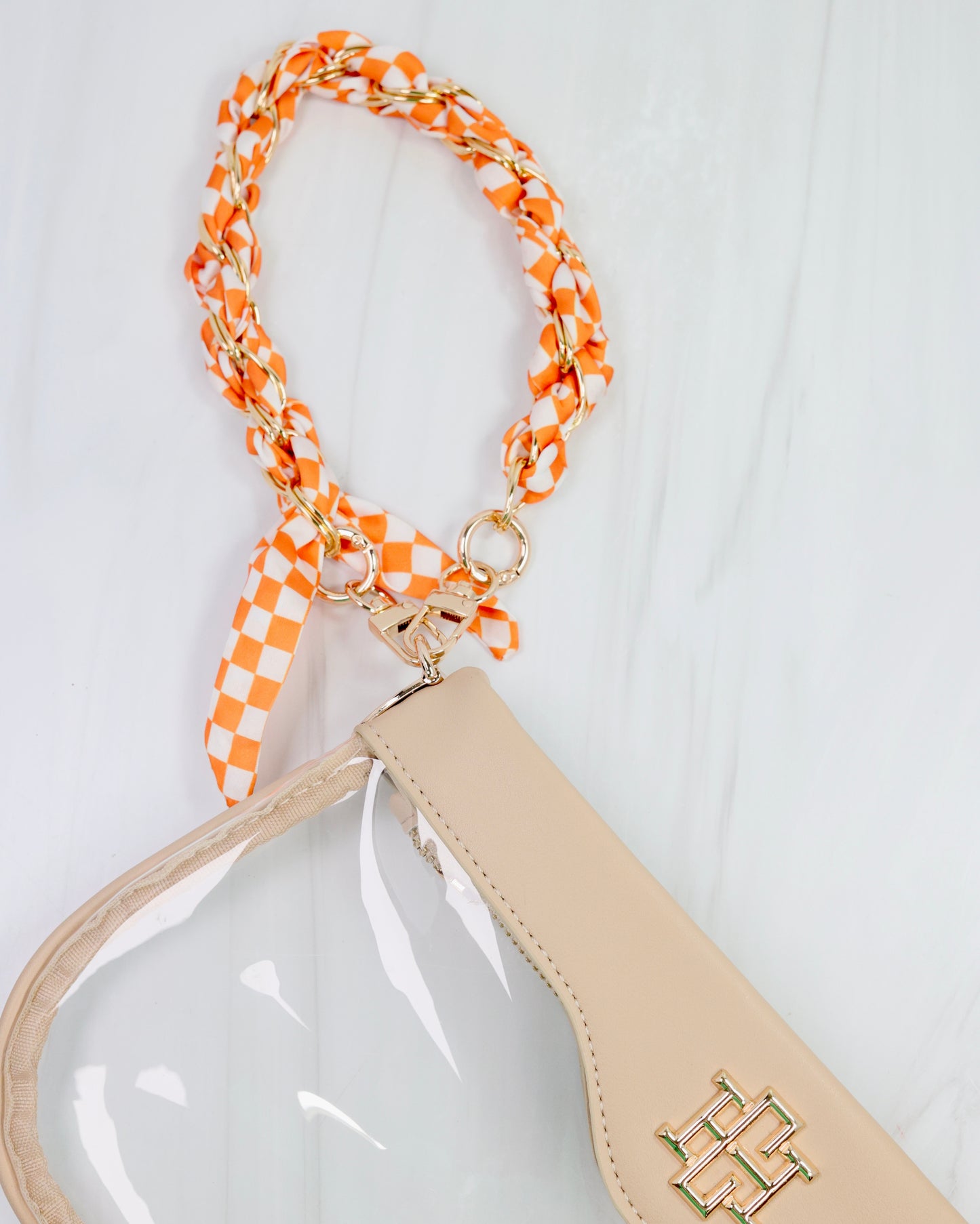 Serafina Scarf Purse Chain Orange Check