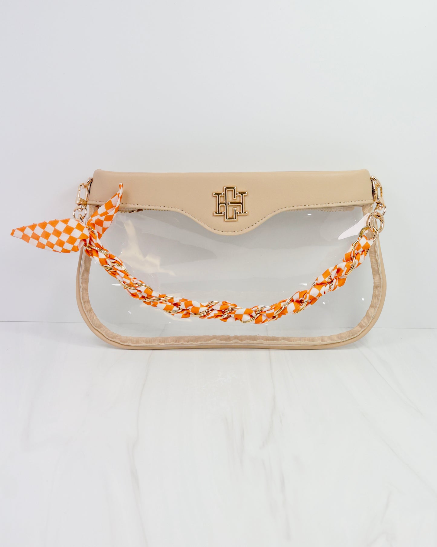 Serafina Scarf Purse Chain Orange Check