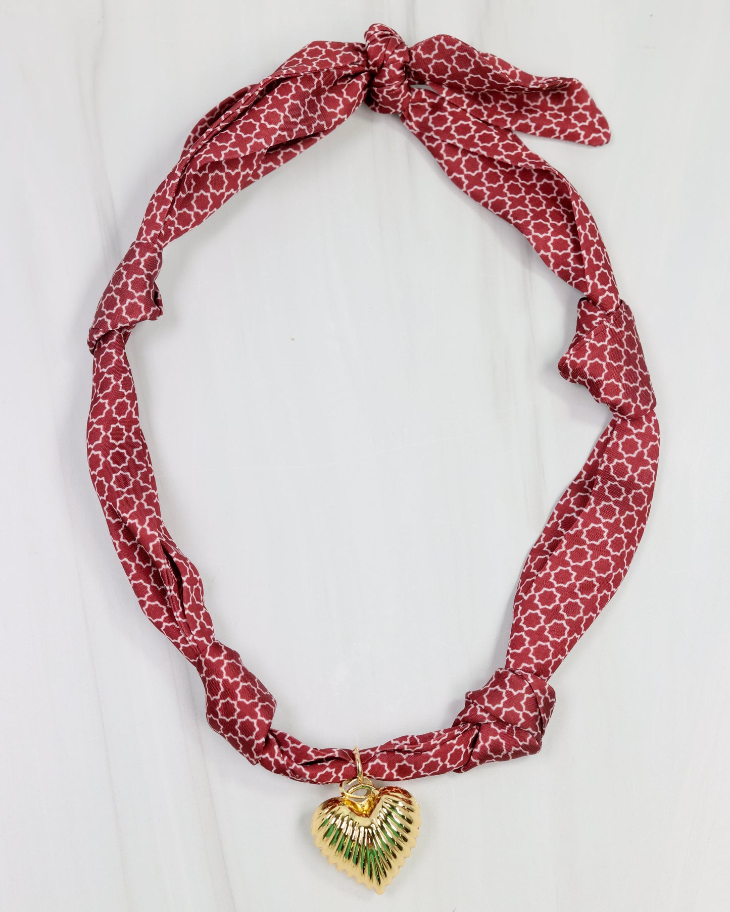 Serafina Scarf Charm Necklace Burgundy