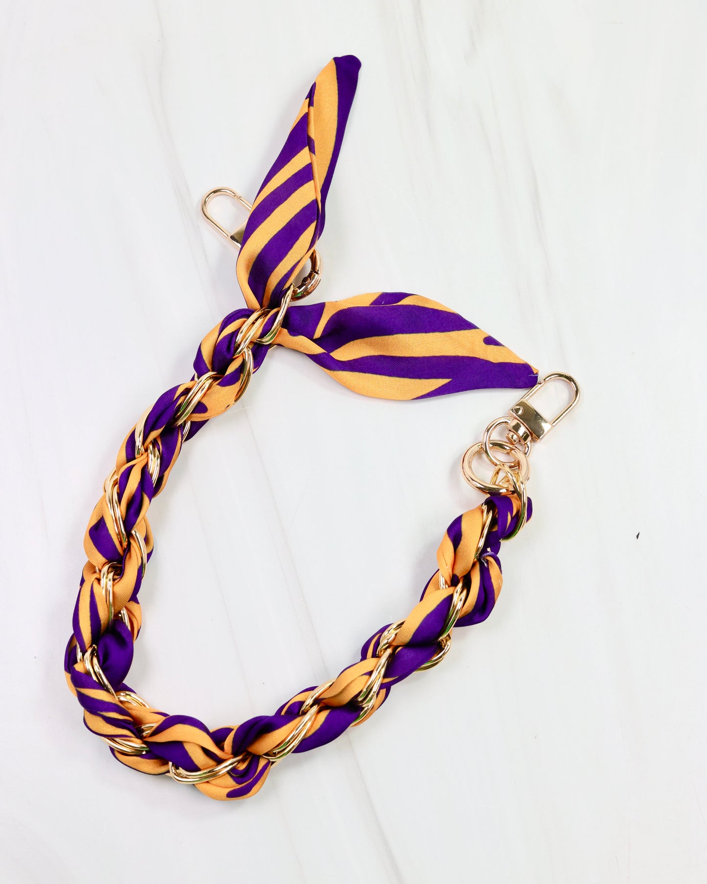 Serafina Scarf Purse Chain Purple Gold